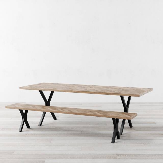 Kew Herringbone Natural Oak Dining Table - image 1