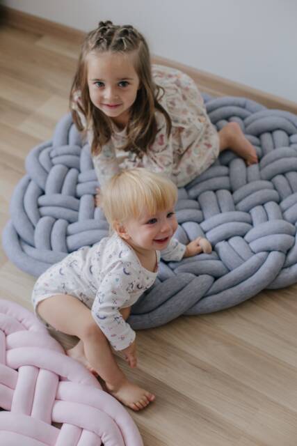 Baby Play Mat Floor Knot Cushion Nursery Floor Rug Montessori Furniture Activity Round - image 1