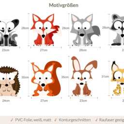 Woodland Animals Wall Decal Set Of 4 - Animal Choice For Children's Room Fox, Badger, Hedgehog, Squirrel, Lynx, Wolf, Raccoon Hand-Drawn De - thumbnail 2