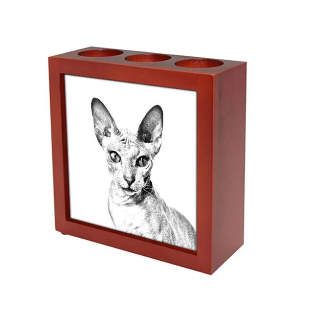 Peterbald - Wooden Stand For Candles/Pens With The Image Of A Cat New Collection - image 1