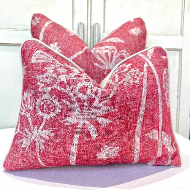 Cushions Made in Fermoie Luxury Designer Astrea Floral Raspberry Cushion Pillow Throw Cover - image 1