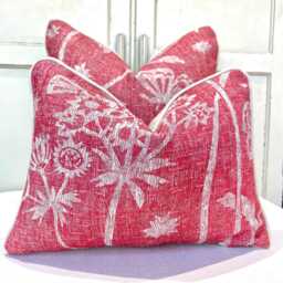 Cushions Made in Fermoie Luxury Designer Astrea Floral Raspberry Cushion Pillow Throw Cover - thumbnail 1