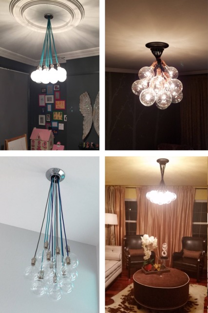14 Glass Globe Bubble Chandelier Pendant Cluster Custom Any Colors Multi Lighting Modern Cloth Cords Ceiling Light - image 1