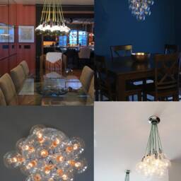 14 Glass Globe Bubble Chandelier Pendant Cluster Custom Any Colors Multi Lighting Modern Cloth Cords Ceiling Light - thumbnail 2