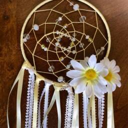 Yellow Daisy Dream Catcher, Shabby Chic Nursery Decor Wall Hanging, Boho Bedroom Decor, Pastel Glass Beaded Feather Dreamcatcher - thumbnail 4