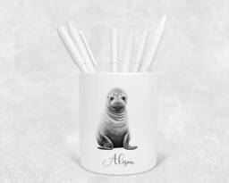 Personalised Pencil Drawing Sketched Seal Pot, Ideal Gift, Birthday - thumbnail 1