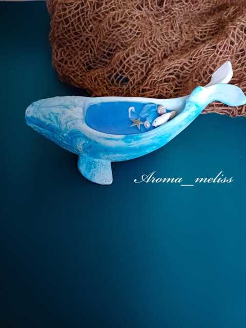 Whale Stonecast Jar Candle Handmade Soy Wax, Luxury Home Decor - image 1