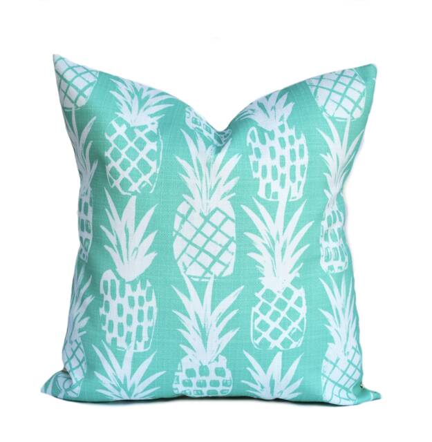 One Quality Outdoor Pillow Cover, Aqua Blue Pineapple, Decorative Throw Pillow, Accent Tropical Case - image 1