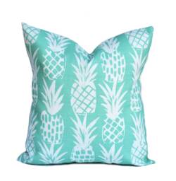 One Quality Outdoor Pillow Cover, Aqua Blue Pineapple, Decorative Throw Pillow, Accent Tropical Case - thumbnail 1