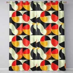 Modern Abstract Rounded Shapes Minimal Seamless Pattern Readymade Eyelet Ring Top Thermal 100% Blackout Curtains - thumbnail 2