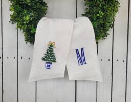 Chinoiserie Wreath Sash, Christmas Tree Door Personalized Sash - thumbnail 1