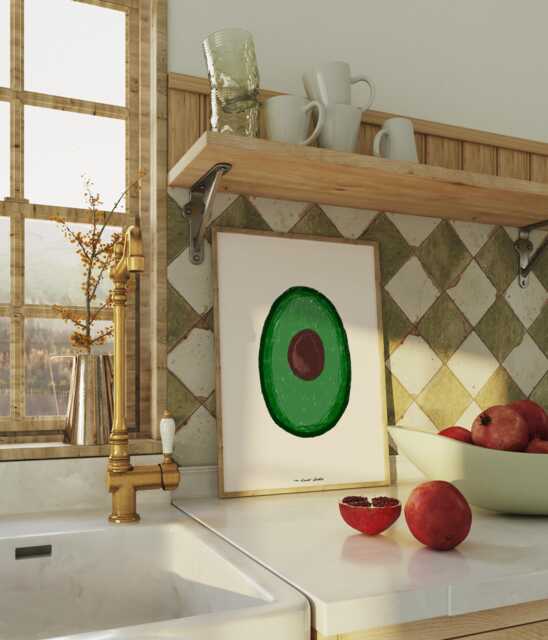 Avocado Art Print, Retro Kitchen Illustration, Bar Cart Decor - image 1