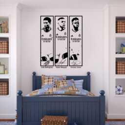 Real Madrid Trio Vinyl Wall Decal - Mbapp??, Vinicius Jr, Bellingham - thumbnail 3