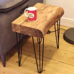Acacia Wood Side Table Live Edge Sofa End Table With Hairpin Legs - thumbnail 4