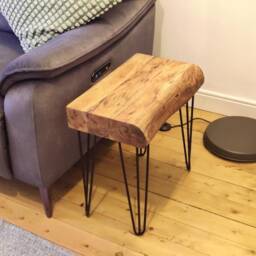 Acacia Wood Side Table Live Edge Sofa End Table With Hairpin Legs - thumbnail 2