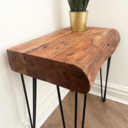 Acacia Wood Side Table Live Edge Sofa End Table With Hairpin Legs - thumbnail 3