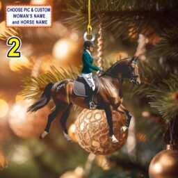 Custom Name Equestrian Girl Ride A Horse Christmas Ornament, Tree Hanging Decor, Flat 2D Ornament Acrylic/ Wooden - thumbnail 1