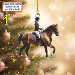 Custom Name Equestrian Girl Ride A Horse Christmas Ornament, Tree Hanging Decor, Flat 2D Ornament Acrylic/ Wooden - thumbnail 2