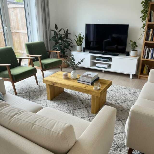 Handmade Rustic Pine Coffee Table Solid Heavy Beam - image 1