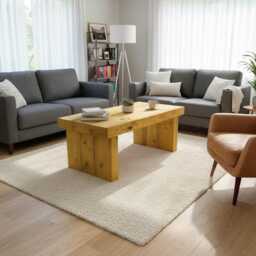 Handmade Rustic Pine Coffee Table Solid Heavy Beam - thumbnail 2