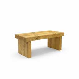 Handmade Rustic Pine Coffee Table Solid Heavy Beam - thumbnail 4