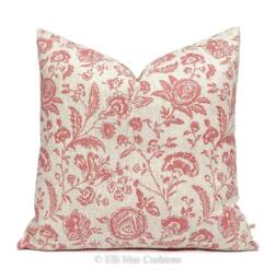 Cabbages & Roses Provence Toile Raspberry Designer Fabric Cushion Pillow Cover - thumbnail 1