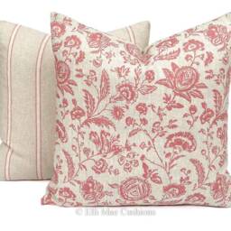 Cabbages & Roses Provence Toile Raspberry Designer Fabric Cushion Pillow Cover - thumbnail 2