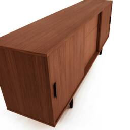 Mid-Century Sideboard, Dresser, Commode, Credenza Made Of Oak Vaneer - Teak Colour Livlo T-S05 - thumbnail 4