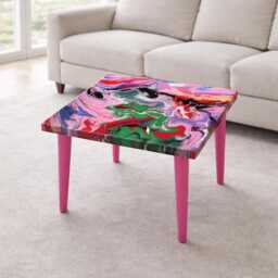 Handmade Epoxy Resin Coffee Table Colorful Abstract Pop Art End Table - thumbnail 1