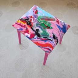 Handmade Epoxy Resin Coffee Table Colorful Abstract Pop Art End Table - thumbnail 2