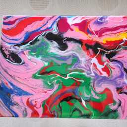 Handmade Epoxy Resin Coffee Table Colorful Abstract Pop Art End Table - thumbnail 4