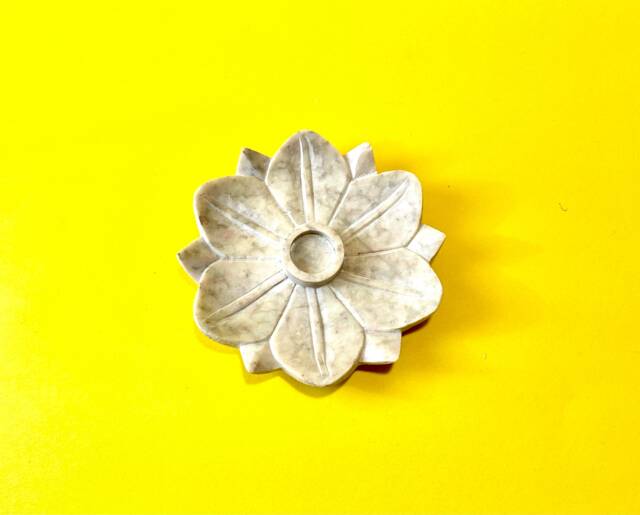 Lotus Flower Design Soapstone Candle Holder - Handmade Aromatherapy Holder, Home Decor - image 1