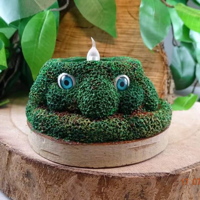 Green Man Tea Light Holder, Pixie House. Polymer Clay Miniature Fairy Garden, Cottage, Clay - image 1