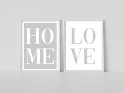 Set Of 2 Home Prints, Home Wall Art, Grey Prints, Neutral Prints, Love Print, Neutral Art, Grey Art, Home Sweet Print - thumbnail 1