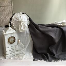 Linen Bed Throw Blanket, Grey Linen Cover, Grey Coverlet, Summer Decorative Throw, Dark - thumbnail 3
