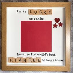 Lucky As Can Be Fiance Fiancee Scrabble Art Frame Photo Handcrafted Birthday Christmas Gift -Valentine's Day Anniversary Present - thumbnail 3
