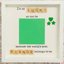Lucky As Can Be Fiance Fiancee Scrabble Art Frame Photo Handcrafted Birthday Christmas Gift -Valentine's Day Anniversary Present - thumbnail 2