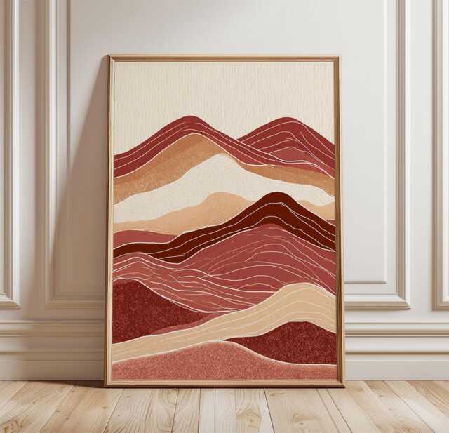 Abstract Desert Landscape Poster, Terracotta Canyon Wall Art Print - image 1
