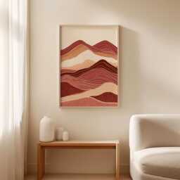 Abstract Desert Landscape Poster, Terracotta Canyon Wall Art Print - thumbnail 3