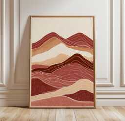 Abstract Desert Landscape Poster, Terracotta Canyon Wall Art Print - thumbnail 1