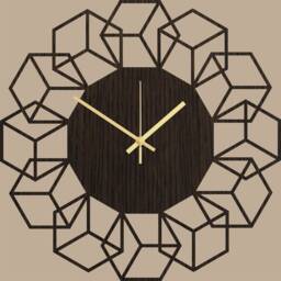 Unique Abstract Style Wood Wall Clock Cubeflower, Modern Living Room Clock, Geometric Decor For Wall, Silent Natural Oak Rustic Clocks - thumbnail 1