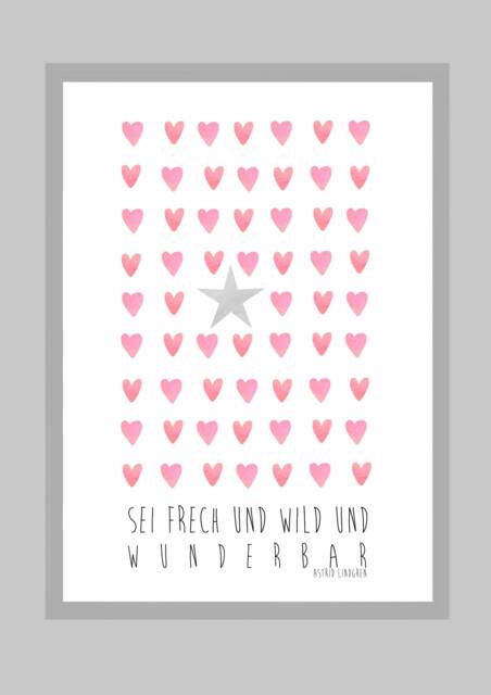 "Children's Room Poster, Children's Picture, Christening, Birth, Gift, Heart ""Be Wild & Cheeky" - image 1