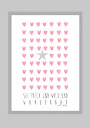 "Children's Room Poster, Children's Picture, Christening, Birth, Gift, Heart ""Be Wild & Cheeky" - thumbnail 1