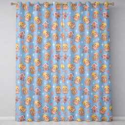 Cute Gingerbread Cookies Candy House Sweets Blue Background Seamless Pattern Readymade Eyelet Ring Top Thermal 100% Blackout Curtains - thumbnail 2