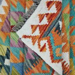 Kilim Rug Classic, Handmade Artisan Afghan Turkish, Scandinavian, Navajo, Bohemian Flatweave, Natural Wool 203x146 cm - thumbnail 4