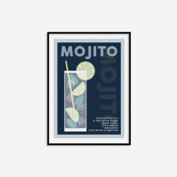 Mojito Cocktail Recipe Print - Bar Prints, Retro Print, Gifts, Cart, Eclectic Decor - thumbnail 2