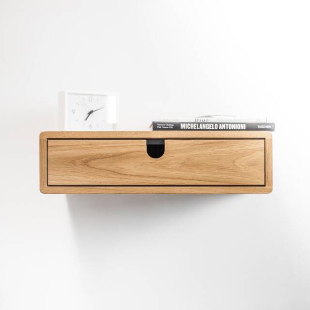 Floating Nightstand in Oak With 1 Drawer, Straight Forehead - image 1