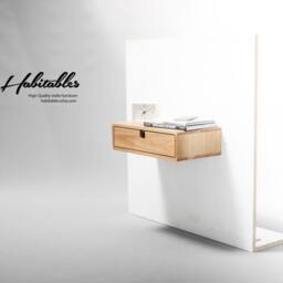 Floating Nightstand in Oak With 1 Drawer, Straight Forehead - thumbnail 3