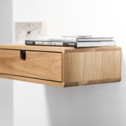 Floating Nightstand in Oak With 1 Drawer, Straight Forehead - thumbnail 2