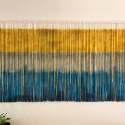 Dyed Fiber Art Tapestry - Custom Boho Wall Hanging Mustard, Grey, Teal - thumbnail 3